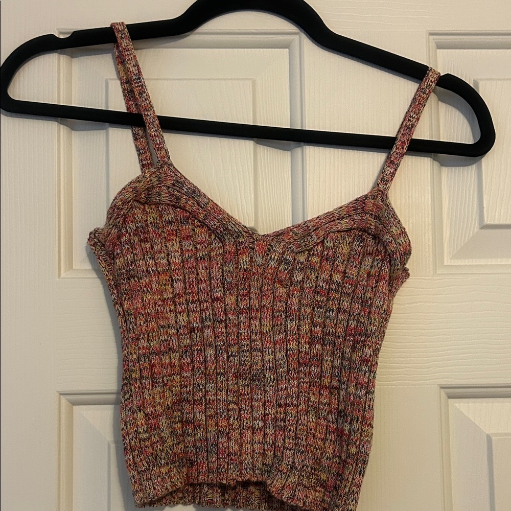 Forever 21 Multicolor Ribbed Sweetheart Crop Tank